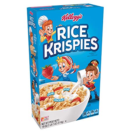 Kellogg's Rice Krispies Breakfast Cereal, Toasted Rice Cereal, Fat-Free, 18 oz Box