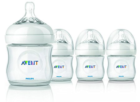 Philips AVENT BPA Free Natural Polypropylene Bottle, 4 Ounce, 4 Pack