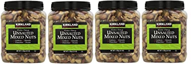 Kirkland Signature Extra Fancy Unsalted Mixed Nuts, 4 Jars (2.5 LB)