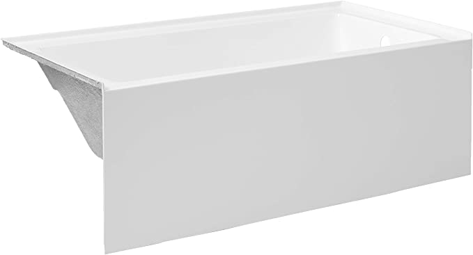 Kingston Brass VTAP603222R Aqua Eden 60-Inch Acrylic Alcove Tub with Right Hand Drain Hole, (L) x 32" (W) x 21-5/8" (D), White