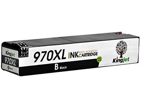Kingjet 1 Pack 970XL Black Ink Cartridge CN625AM High Yield Compatible Replacement for Officejet Pro X576dw X451dn X451dw X476dw X476dn X551dw Printers with Upgraded Firmwares Only (1)