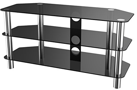 Stealth Mounts 1000mm Black Glass and Chrome TV Stand for TVs up to 50 inch