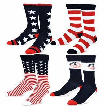 TeeHee American Flag Mens Socks- I Love USA, Star & Stripes Socks