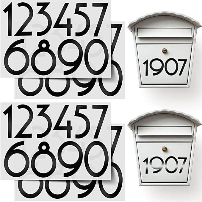 60 Pieces Mailbox Numbers Sticker Reflective Self Adhesive Vinyl Waterproof 0-9 Number DIY Decorations for Mailbox, Sign, Door, Car, Business, Address Number (Black,5 Inch)