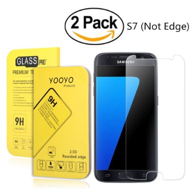 2-PACK Galaxy S7 Screen Protector, Yooyo® 0.33mm Tempered Glass Crystal Clear | Slim | Anti Finger Print | Scratch Proof and Light weight Screen Protector for Samsung Galaxy S7 (Not Edge)