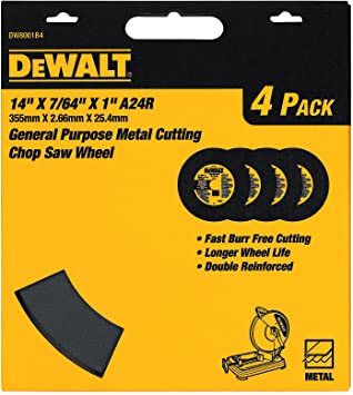 DEWALT Cutting Wheel for Chop Saw, Metal Cutting, 14-Inch (DW8001B4)