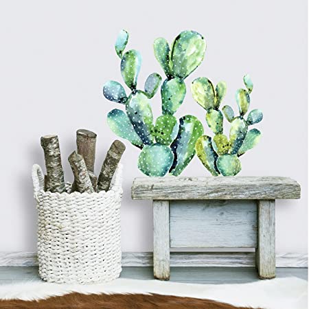 RoomMates Watercolor Cactus Peel And Stick Giant Wall Decals