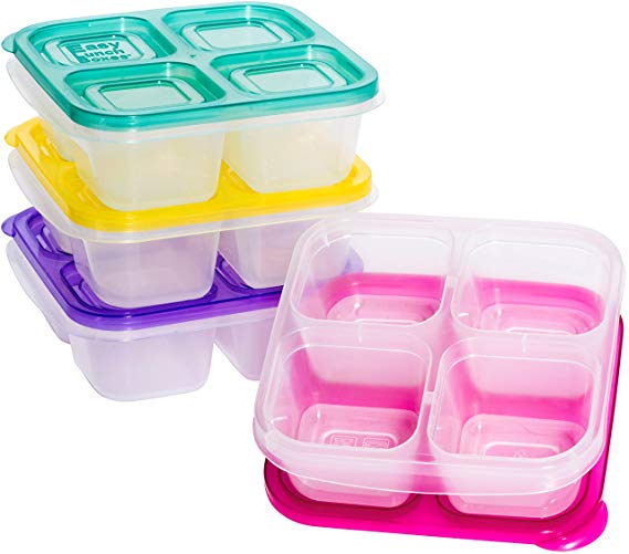 EasyLunchboxes ELB5-snack Snack Box Food Containers, 4-Compartment, Set of 4, Brights