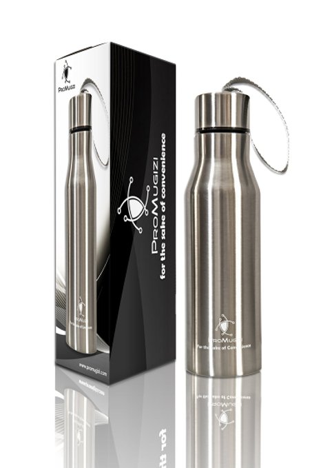 ProMugizi 17Oz Stainless Steel Water Bottle, Double Walled Insulated Cold Drink Sports Bottle and Camping Vacuum Flask for Hot Drinks