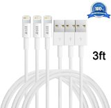 Atill 3Pack iPhone Lightning Cable 8 pin USB Charing Cable 3ft 1 Meters-For iPhone 6s6 6plus iPhone 5s 5 5c iPad miniiPad Air iPod One year Warranty3FTWhite