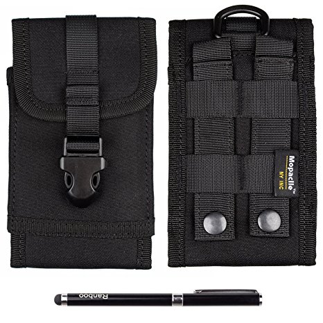 Amy Molle Tactical Military Pouch Army Camo Waist Holster with Belt Clip 1000D Nylon Touch Duty for iPhone 6s 6 plus Samsung Galaxy Note 5 4 3 S5 S4 S6 Edge MOTO X/G Google Nexus 5/6(6 inch-Black)