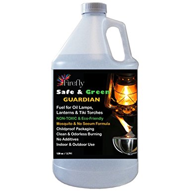 Firefly Safe & Green Fuel with Guardian Helps to Deter Mosquitoes - 1 Gallon - Odorless and Smokeless Burning - Use in Tiki Torches, Oil Lamps & Lanterns