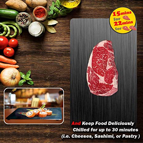 PDair Fast Defrosting Tray FDA Approved for Frozen Foods, Rapid Thawing Plate Large Board for Frozen Meat, Kitchen Aviation Aluminum Defrosting Mat Pad, Thawing Frozen Foods or Meat in Short Time