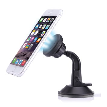 MoKo Universal Windshield and Dashboard Magnetic Car Mount for Apple iPhone 6s Plus  6 Plus  6s  6 Galaxy note 5  S6 edge and Most Smartphones BLACK  Compatible with Cellphones up to 6 Inch