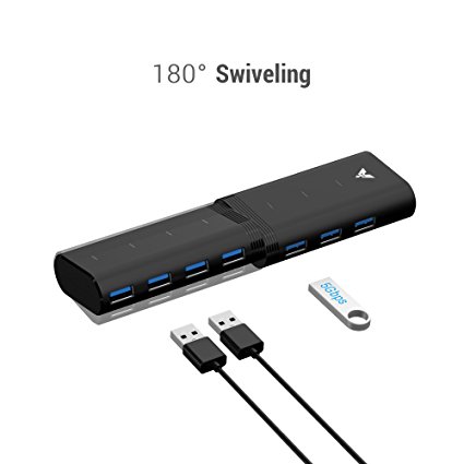 MAKETECH 7-Port Rotatable USB 3.0 HUB with Swiveling Connector, Built-in 3ft USB 3.0 Cable and Included 12V / 2A Power Adapter for iMac, Macbook, MacBook Air, MacBook Pro, Mac Mini or any PC