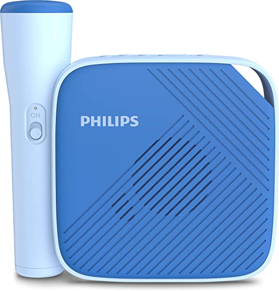 Philips Bluetooth Speaker S4405N/00, Wireless Speaker with Microphone (10-m Range, Smart Bluetooth Pairing, 6 Hours’ Playback Time, One-Touch Recording) Blue – 2020/2021 Model