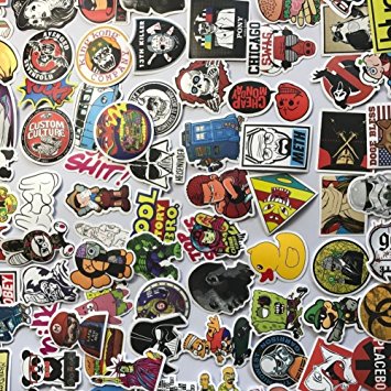 Custom & Decorative {2.4" to 5” Inch} 200 Bulk Pack of Jumbo Size Stickers for Arts, Crafts & Scrapbooking w/ Random Vinyl Skateboard Punk Tone Laptop Luggage Dope Assorted Lot Style {Multicolor}