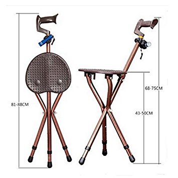 Adjustable Folding Walking Cane Tripod Chair Stool with LED Light