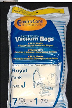 Royal Tank Type J Vacuum Bags Microfiltration with Closure - 7 Pack   1 Filter