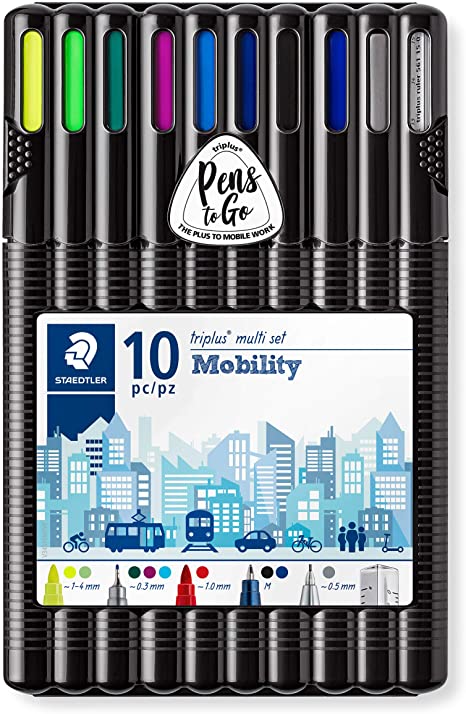 STAEDTLER 34 SB10MS triplus mobility set, desktop box of 10 pieces for on-the-go working