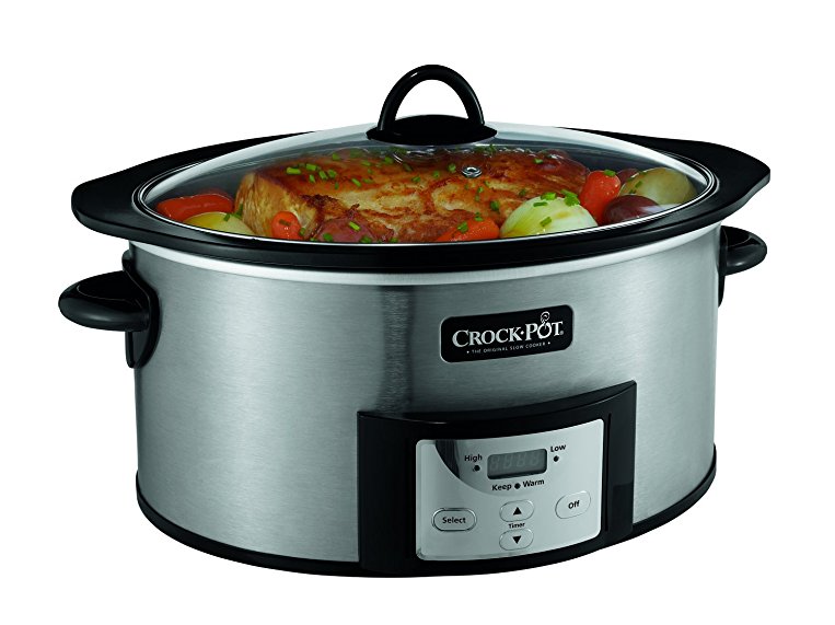 Crock-Pot 6-Quart Countdown Slow Cooker with Stovetop-Safe Cooking Pot, Stainless Steel