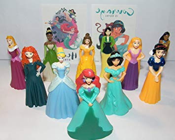 Disney Princess Deluxe Party Favors Goody Bag Fillers Set of 11 Nice Sized Figures with Rapunzel, Cinderella, Ariel Etc and Bonus Tattoos!