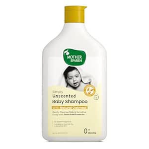 Mother Sparsh Simply Unscented Baby Shampoo With Natural Oatmeal- 400ml | Fragrance Free Shampoo for Babies | Tear Free Baby Shampoo for New Born Sensitive Skin