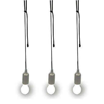 Pull Lights - Set of 3 - Hanging Lights for Under Cabinet Light Bulbs, Closet Light Set