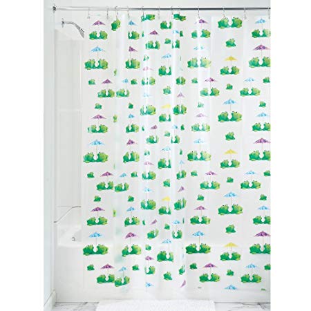 InterDesign Frogs Shower Curtain- PVC Free ,72 x 72, Green