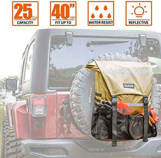 ALL-TOP Overland Series Spare Tire Trash Bag (Yellow Tan) - Tool & Gear Organizer for Outdoor Off-Road Expedition - Fit up to 40'' Tire