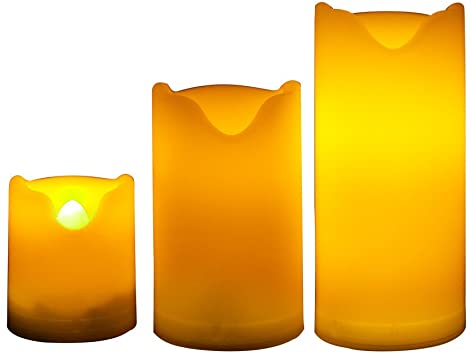 Candle Choice Set of 3 Long Lasting Indoor and Outdoor Flameless Candles with Timer, Small Size (LED Candles with Timer, Battery-operated Candles with Timer), Christmas Gifts, Thanksgiving Gifts, Mom Gifts, Holiday Gifts, Christmas Lights, Holiday Lights, Decorative Lights, Party Lights, Centerpieces, Black Friday, Wedding Decor, Party Decor, Home Decor, Hotel Decor, Bar Decor, Spa Decor