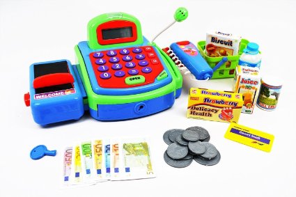 Pretend Play Electronic Cash Register Toy Realistic Actions & Sounds (Green) by KidFun Products