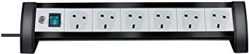 Brennenstuhl Premium-Office-Line, 6-way extension lead (switch and 3m cable - 45° angle of sockets) colour: black / light grey