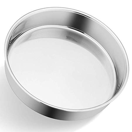 P&P CHEF 9½-inch Round Cake Pan, Stainless Steel Bakeware Cake Pan, Easy Releasing & Cleaning, Oven & Dishwasher Safe, Round/Sliver