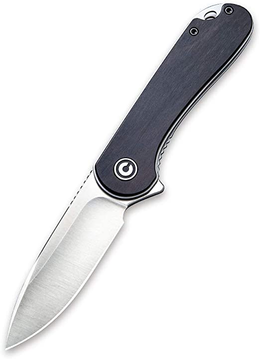 Civivi Elementum Folding Pocket Knife D2 Satin 2.96" Blade, Wood Handles C907D (Black Ebony Wood)