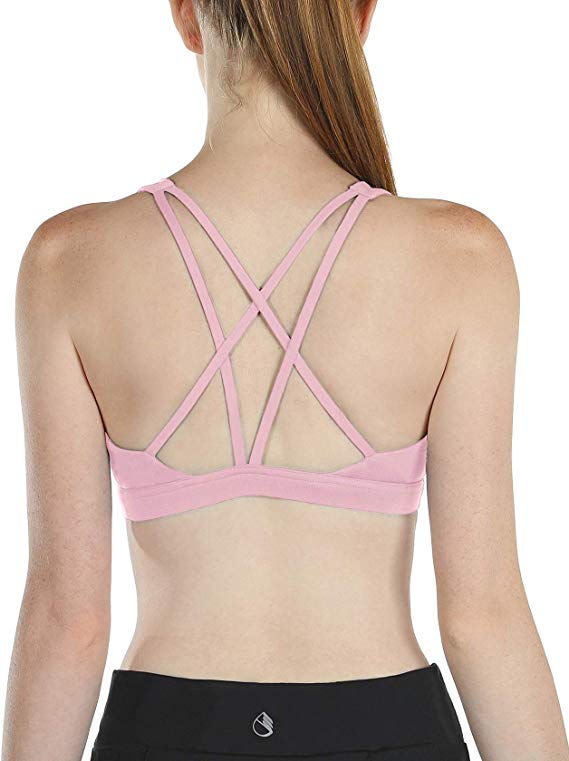 icyzone Workout Sports Bras for Women - Women's Strappy Running Yoga Bra, Activewear Top, Athletic Fitness Clothes