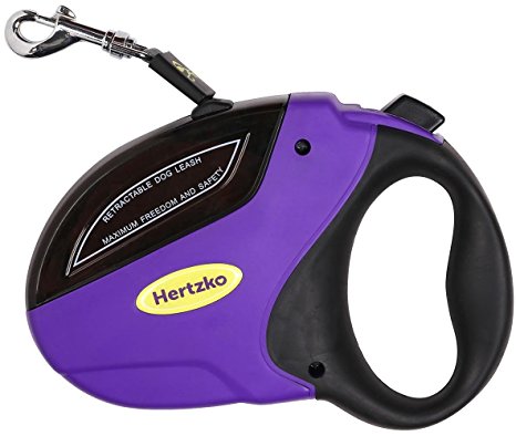 Heavy Duty Retractable Dog Leash By Hertzko - Great for Small, Medium & Large Dogs up to 110lbs - Strong Nylon Ribbon Extends 16ft