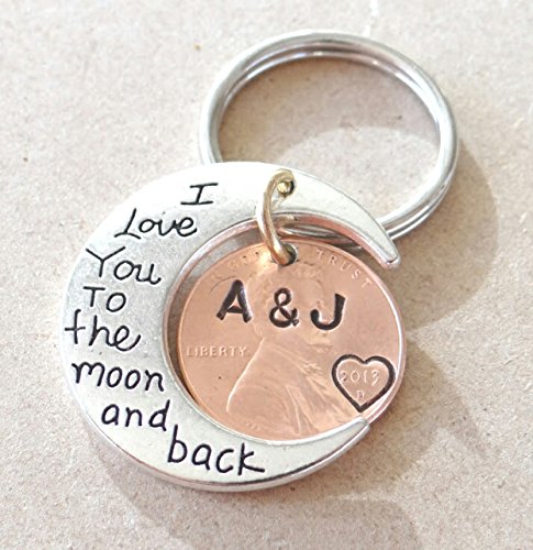 I Love You to the Moon and Back Anniversary Keychain