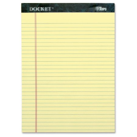 TOPS Docket Writing Tablet, 8-1/2 x 11-3/4 Inches, Perforated, Canary, Legal/Wide Rule, 50 Sheets per Pad, 12 Pads per Pack (63400)