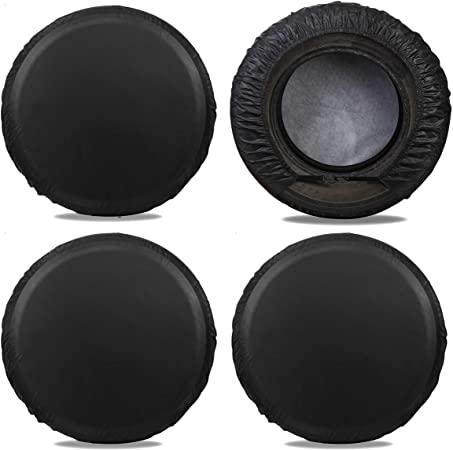 Moonet Tire Covers for RV Wheel (4 Pack Black), 4 Layer Oxford Waterproof UV Sun Protectors for Motorhome Boat Trailer Camper Van SUV,D66cm x H28cm for Diameter 24"-26" M