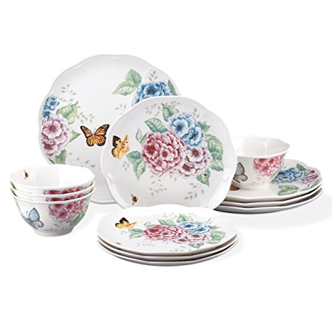 Lenox 12 Piece Butterfly Meadow Hydrangea Set, White