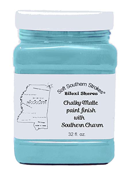 Chalk It Ultra Matte Paint Finish for Furniture, Art, Crafts, and More! Biloxi Shores (Light Turquoise Blue) 32 oz Quart