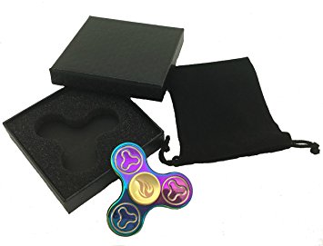 LiT Tri Spinner Fidget Metal Toy with Extras | For ADHD ADD Anxiety Stress Focus Autism and EDC | Kids and Adults | 120 - 300 Second Spins | Ceramic Bearings with Durable Metal Frame | Tested in Canada (Colorful)