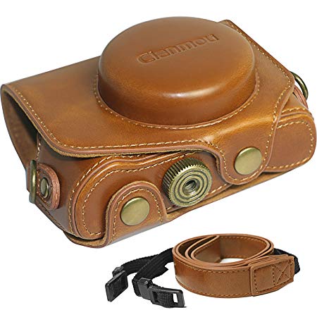 Clanmou G7X G7 X Mark ii Camera Case Compatible Canon PowerShot Digital Camera with Camera Strap Brown