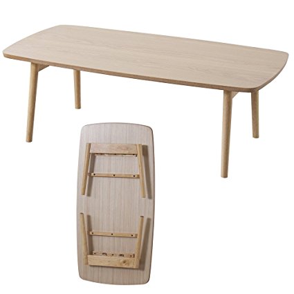 AZUMAYA Wooden Folding Legs Coffee Center Table BLT-229OAK (NATURAL OAK)