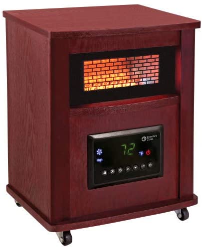 Comfort Zone CZ2032C Infrared Quartz Wood Cabinet Heater, 16", Cherry