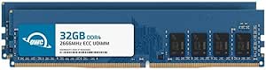 OWC 64GB (2x32GB) DDR4 2666MHz PC4-21300 CL19 2RX8 ECC Unbuffered UDIMM 1.2V 288-pin Workstation Server Memory RAM