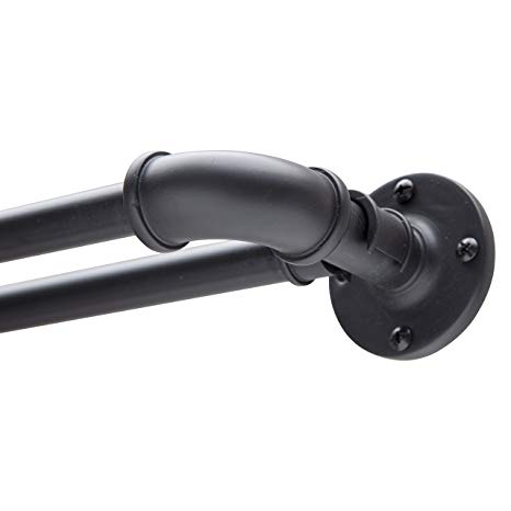 Sun Zero Bronn Wrap Around Window Double Curtain Rod, 66-120", Matte Black