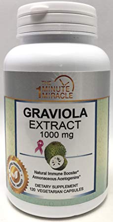 GRAVIOLA Extract 1000 mg 2 Capsules - Made from The Leaf and stem - 120 Vegetarian Capsules Per Bottle