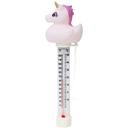 XY-WQ Floating Pool Thermometer Unicorn, Easy Read Large Size with String, Shatter Resistant, for Outdoor & Indoor Swimming Pools, Spas and Hot Tubs (🦄Unicorn)